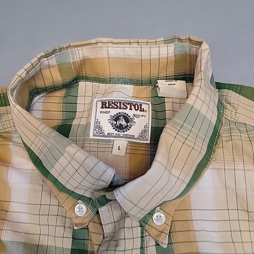 Resistol Casual Button Up Shirt Mens Large Cowboy Western Plaid Multicolor